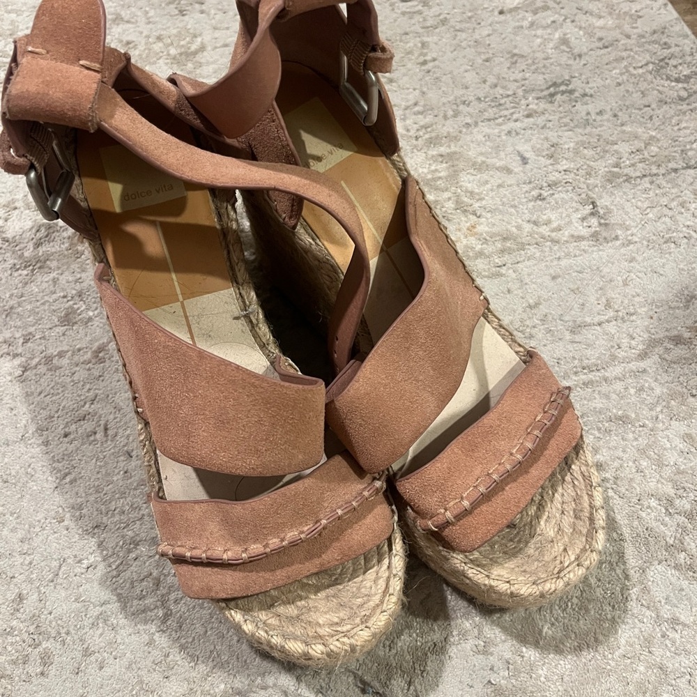 Dolce Vita Blush Suede Espadrille Wedges
